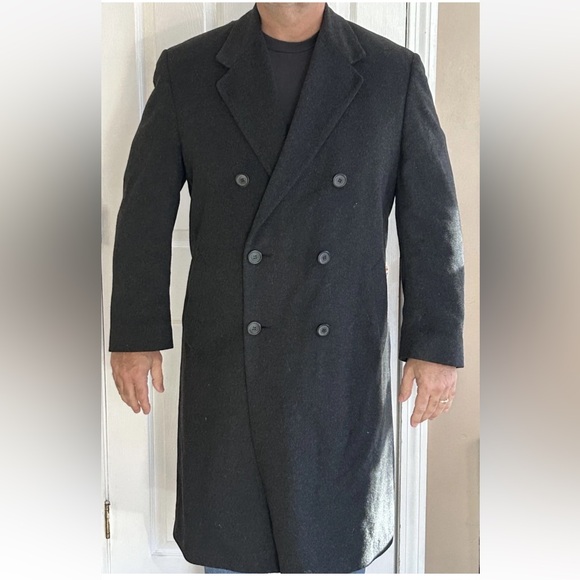 Ralph Lauren Mens Double Breasted Charcoal Gray  Wool Over Coat sz 48 - Picture 3 of 5